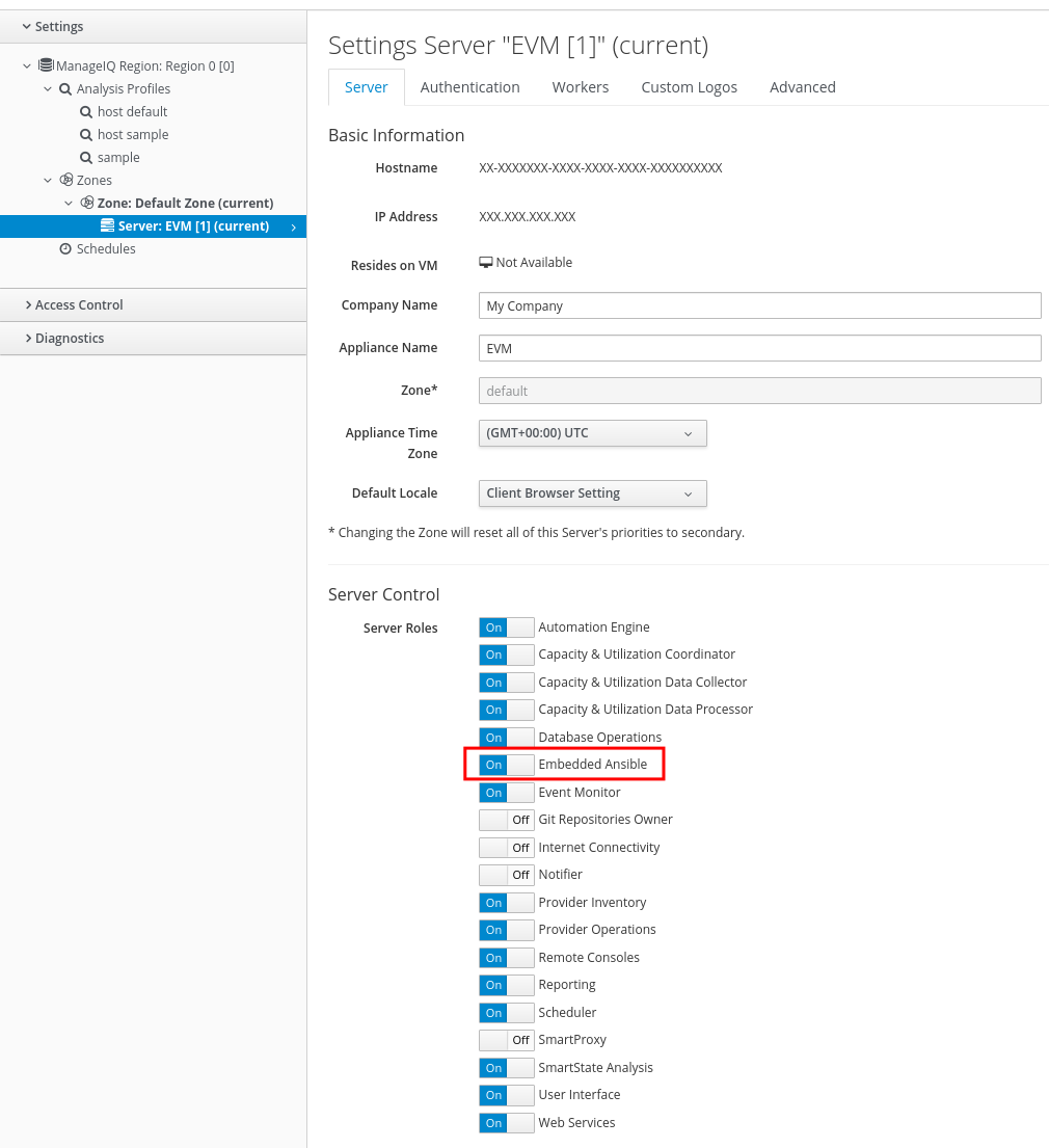 Enable Embedded Ansible