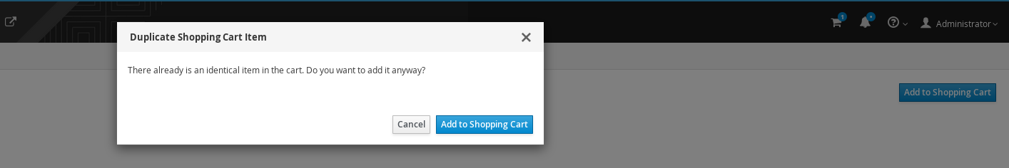 Duplicate Item in the Shopping Cart